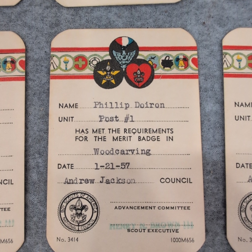 Vintage 1956-1957 Boy Scouts of America Merit Badge Certificates Lot of 13 BSA - Picture 2 of 2